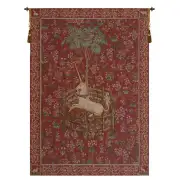 Licorne Captive Rouge French Wall Tapestry