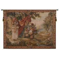 Bouquet Au Drape Fontaine with People French Tapestry Wall Hanging