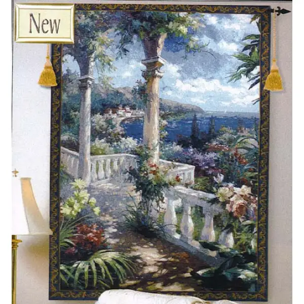 Charlotte Home Furnishing Inc. North America Tapestry - 56 in. x 80 in. James Reed | Seaside Terrace Fine Art Tapestry