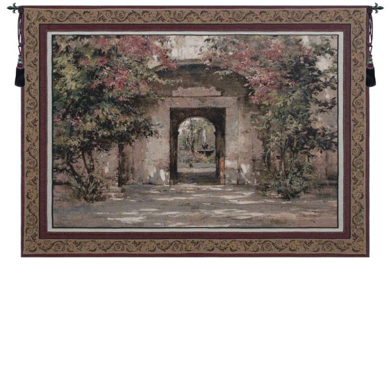 Flowered Doorway Tapestry Wall Hanging