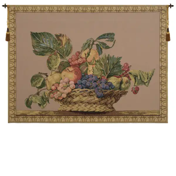Charlotte Home Furnishing Inc. Belgium Tapestry - 51 in. x 38 in. | Fruit Basket Beige