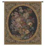 Floral Composition in Vase Dark Green Italian Wall Hanging Tapestry