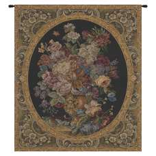 Floral Composition in Vase Dark Green Italian Tapestry Wall Hanging