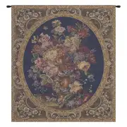 Floral Composition in Vase Dark Blue Italian Tapestry