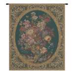 Floral Composition in Vase Green Italian Wall Hanging Tapestry