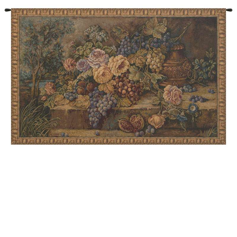Bouquet with Grapes Italian Tapestry Wall Hanging