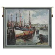 North Sea Harbour Belgian Tapestry Wall Hanging
