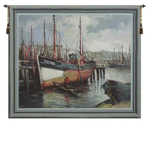 North Sea Harbour Belgian Wall Tapestry