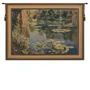 Lake Giverny With Border Belgian Tapestry Wall Hanging - 43 in. x 33 in. Cotton/Viscose/Polyester by Claude Monet