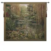 Monet's Garden 3 Large With Border Belgian Tapestry Wall Hanging - 89 in. x 81 in. Cotton/Viscose/Polyester by Claude Monet