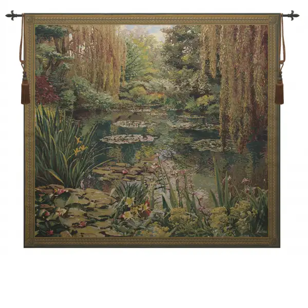 Charlotte Home Furnishing Inc. Belgium Tapestry - 89 in. x 81 in. Claude Monet | Monet's Garden 3 Large with Border