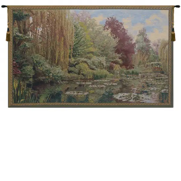 Charlotte Home Furnishing Inc. Belgium Tapestry - 39 in. x 23 in. Claude Monet | Monet Left Panel with Border