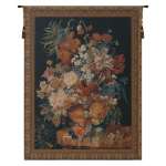 Terracotta Floral Bouquet Black Belgian Wall Tapestry