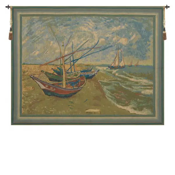 Van Goghs Fishing Boats Belgian Wall Tapestry