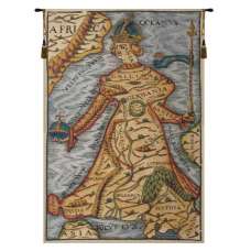 Ptolemaeus Map Belgian Tapestry Wall Hanging