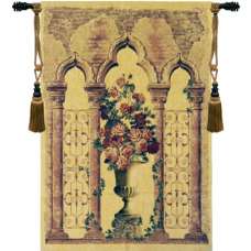 Floral Urn with Columns European Tapestry Wall Hanging