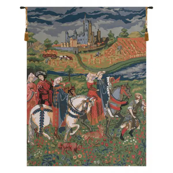 Charlotte Home Furnishing Inc. Belgium Tapestry - 27 in. x 36 in. | The Falcon Hunt Duke of Berry European Tapestry