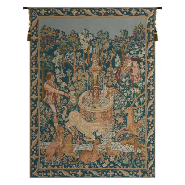 Charlotte Home Furnishing Inc. France Tapestry - 24 in. x 33 in. | Licorne A La Fontaine French Wall Tapestry
