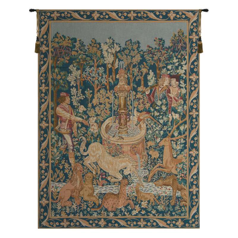 Licorne A La Fontaine French Tapestry Wall Hanging