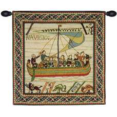 Duke William's Ship With Border French Tapestry Wall Hanging