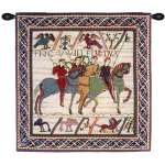 Duke William Departs with Border European Tapestry Wall hanging