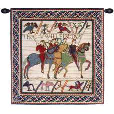 Duke William Departs with Border French Tapestry Wall Hanging