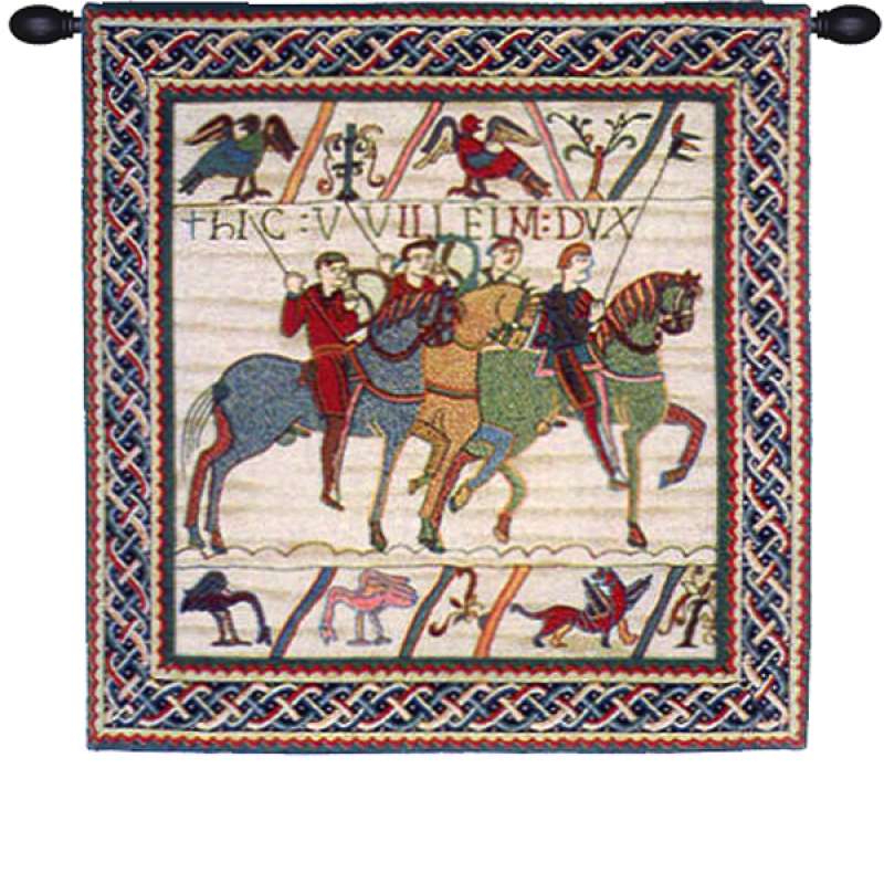Duke William Departs with Border French Tapestry Wall Hanging