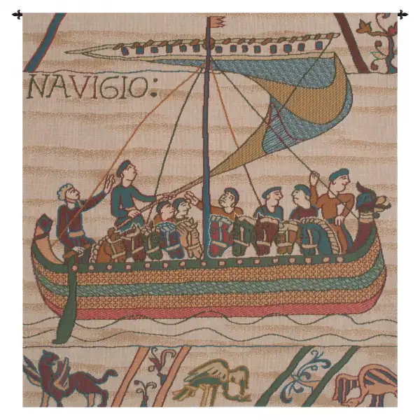 Charlotte Home Furnishing Inc. France Tapestry - 28 in. x 29 in. | Duke William's Ship No Border French Wall Tapestry