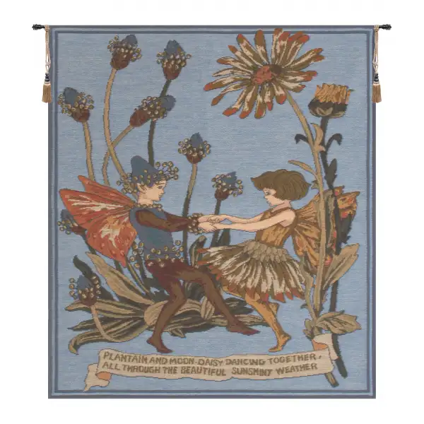 Charlotte Home Furnishing Inc. Belgium Tapestry - 19 in. x 24 in. Cicely Mary Barker | Plantain and Calendula Cicely Mark Barker  European Tapestry