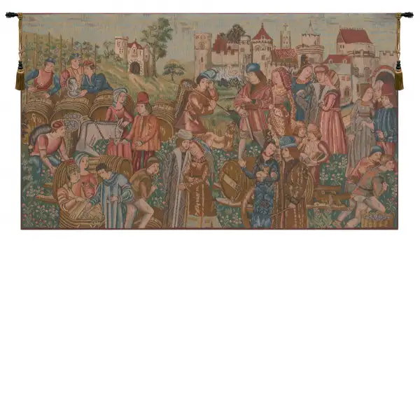 Charlotte Home Furnishing Inc. France Tapestry - 32 in. x 19 in. | Marche Au Vin French Wall Tapestry