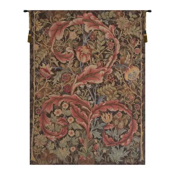 Charlotte Home Furnishing Inc. France Tapestry - 28 in. x 38 in. William Morris | Acanthe Brown French Wall Tapestry