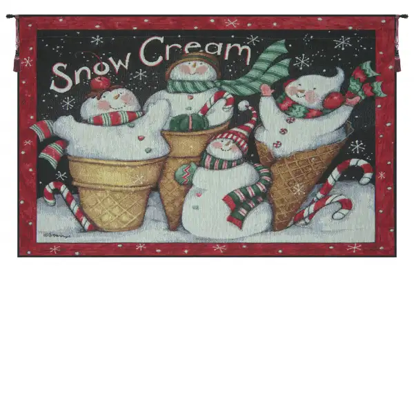 Charlotte Home Furnishing Inc. North America Tapestry - 36 in. x 26 in. | Snow Cream Christmas Fine Art Tapestry