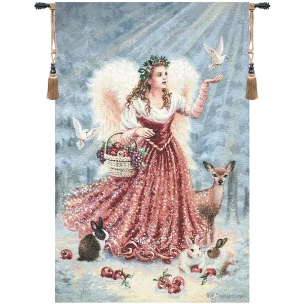 Charlotte Home Furnishing Inc. North America Tapestry - 35 in. x 53 in. Dona Gelsinger | Christmas Angel Fine Art Tapestry