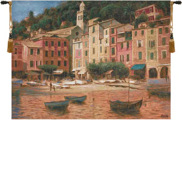 Portofino Scene Fine Art Tapestry