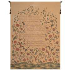 French Poem and Birds European Tapestry