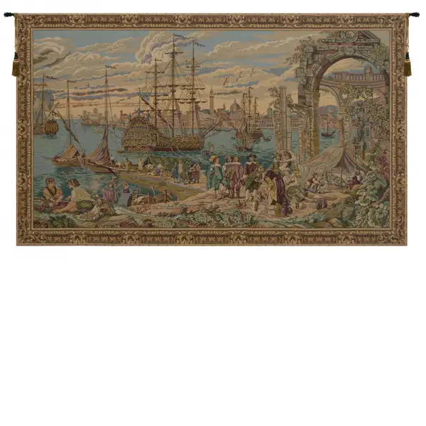 Charlotte Home Furnishing Inc. Italy Tapestry - 44 in. x 24 in. Francesco Guardi | The Harbour Italian Tapestry