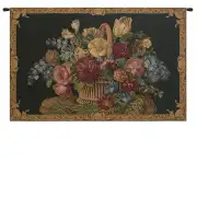 Flower Basket Black II Italian Tapestry - 42 in. x 24 in. Cotton/Viscose/Polyester by Charlotte Home Furnishings