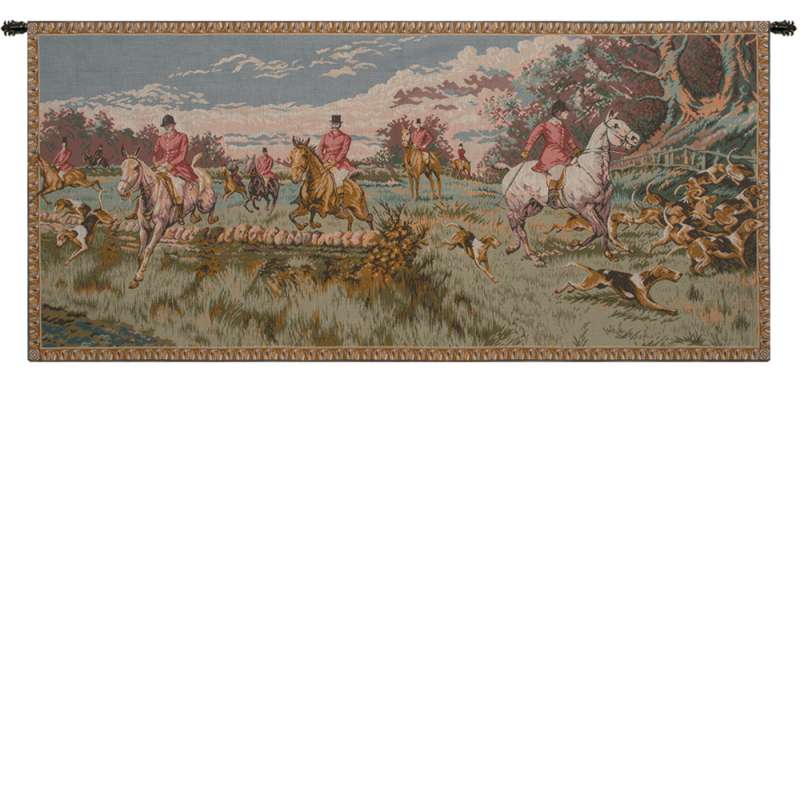 English Hunting Scene French Tapestry Wall Hanging