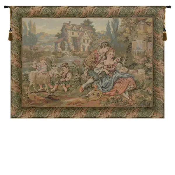 Charlotte Home Furnishing Inc. Italy Tapestry - 32 in. x 24 in. Francois Boucher | Noble Pastorale 01 Italian Wall Tapestry