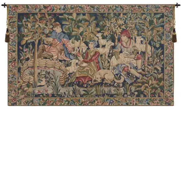 Charlotte Home Furnishing Inc. Belgium Tapestry - 44 in. x 26 in. | Shearing of the sheep European Tapestry