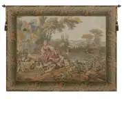 Fountain By The Lake 01 Italian Wall Tapestry - 34 in. x 24 in. Cotton/Viscose/Polyester by Francois Boucher