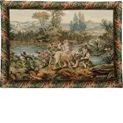 Children By The Lake Italian Wall Tapestry - 34 in. x 24 in. Cotton/Viscose/Polyester by Francois Boucher