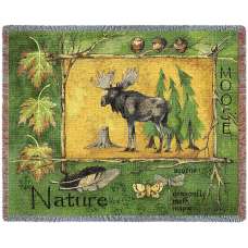 Nature Moose Lodge Tapestry Throw