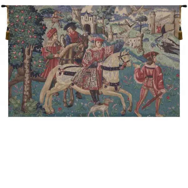 Charlotte Home Furnishing Inc. Belgium Tapestry - 37 in. x 27 in. | Hunting Scene