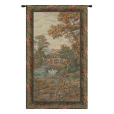 Swan in the Lake Vertical Italian Tapestry Wall Hanging