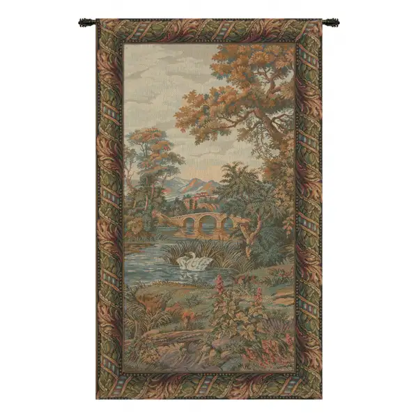 Charlotte Home Furnishing Inc. Italy Tapestry - 18 in. x 30 in. | Swan in the Lake Vertical Italian Tapestry