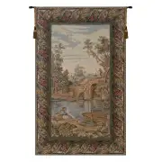 Fishing At The Lake Vertical Italian Tapestry - 21 in. x 33 in. Cotton/Viscose/Polyester by Francois Boucher