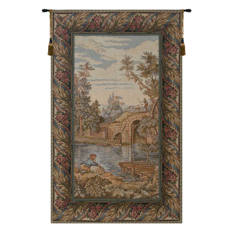 Fishing at the Lake Vertical Italian Tapestry