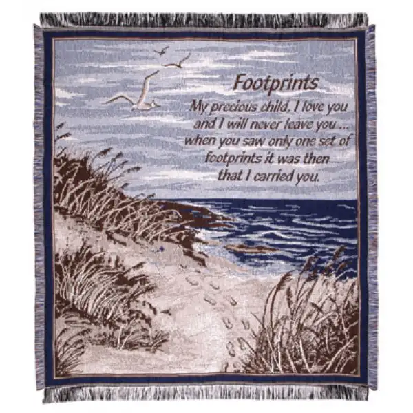 Footprints II (Words of Wisdom) Tapestry Afghan Throw