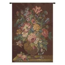 Vase with Flowers Brown Italian Wall Hanging Tapestry